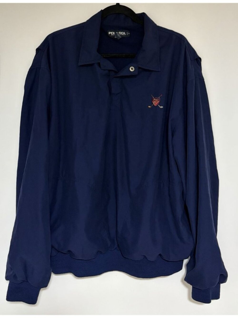 Vtg POLO GOLF by Ralph Lauren Golf Pullover Men’s Blue Windbreaker Pockets Sz XL - Picture 1 of 7